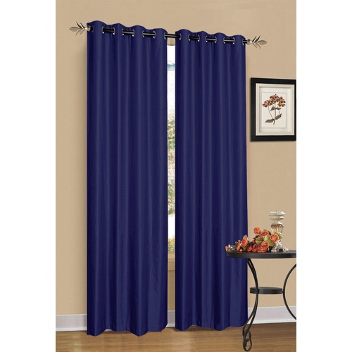 2 x Blue 100% Blockout Eyelet Curtains 140cm x 230cm (Drop)
