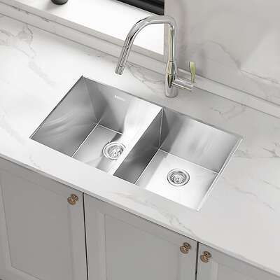 820x457mm Handmade 1.2mm Stainless Steel Undermount Topmount Kitchen Laundry Sink with Waste