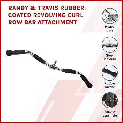 Randy & Travis Rubber-Coated Revolving Curl Row Bar Attachment for Gyms