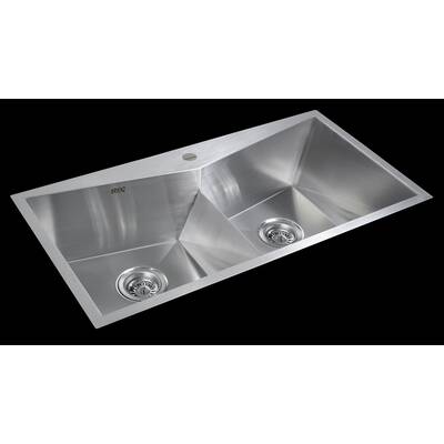 850x450mm Handmade Stainless Steel Topmount Kitchen Laundry Sink with Waste