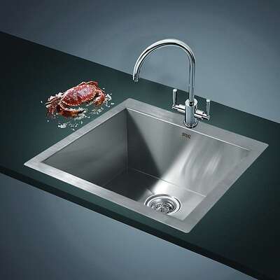 530x505mm Handmade 1.2mm Stainless Steel Topmount Kitchen Sink with Waste