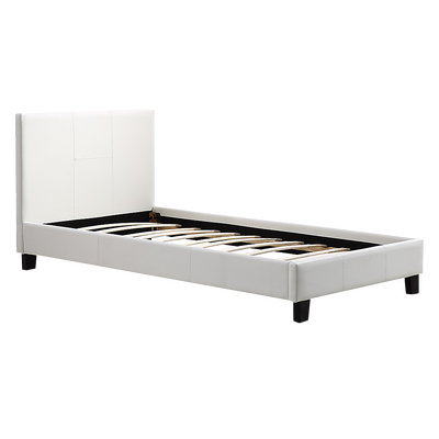 Single PU Leather Bed Frame White