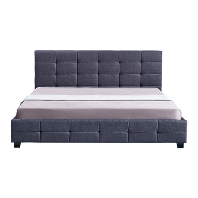 Linen Fabric King Deluxe Bed Frame Grey