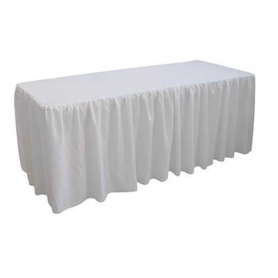 6 Foot Gathered White Table Cloth Trestle Cover