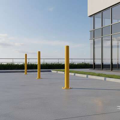 Yellow Heavy Duty Steel Bollard Post With Base Plate