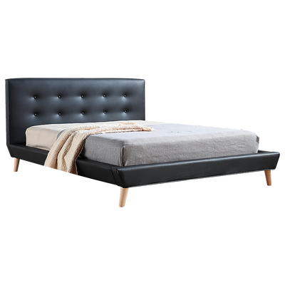 Queen Pu Leather Deluxe Bed Frame Black