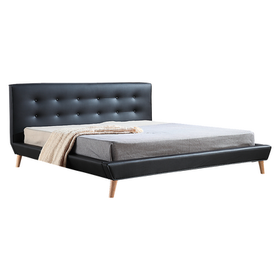 King PU Leather Deluxe Bed Frame Black