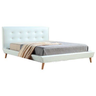 Queen Pu Leather Deluxe Bed Frame White