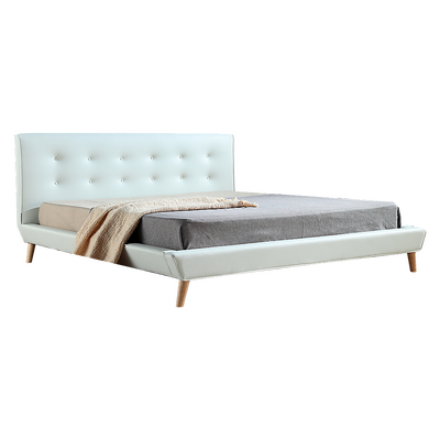 King Pu Leather Deluxe Bed Frame White