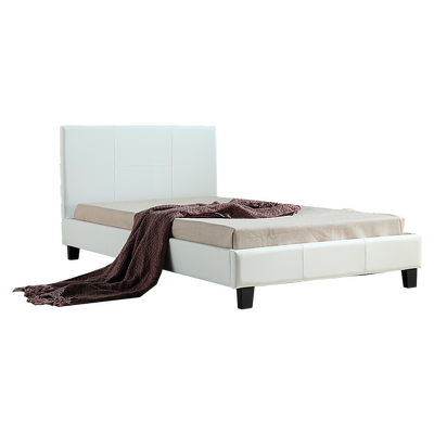King Single Pu Leather Bed Frame White