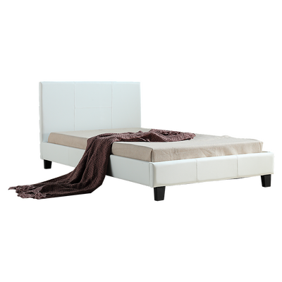 King Single PU Leather Bed Frame White