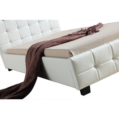 King Single Pu Leather Deluxe Bed Frame White
