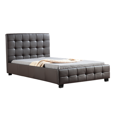 King Single Pu Leather Deluxe Bed Frame Brown