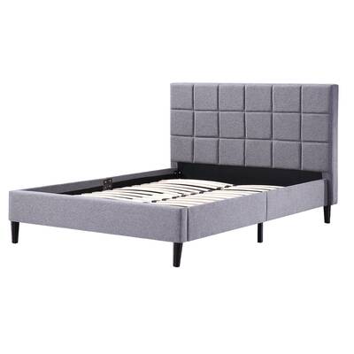 Double Linen Fabric Deluxe Bed Frame Grey