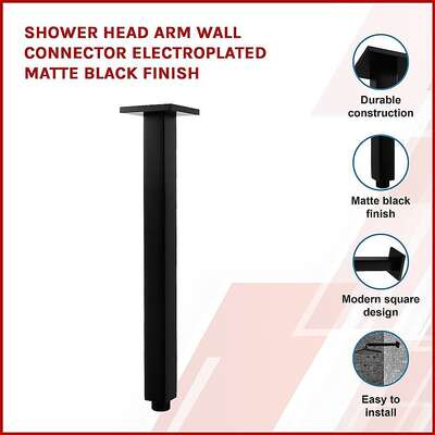 Shower Head Arm Wall Connector Electroplated Matte Black Finish