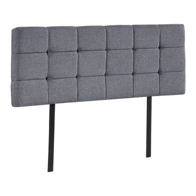 Plush Linen Fabric Double Bed Deluxe Headboard - Grey