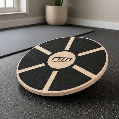 Heavy Duty 15.5" Wooden Balance Board with Non-Slip Pad for Fitness Training