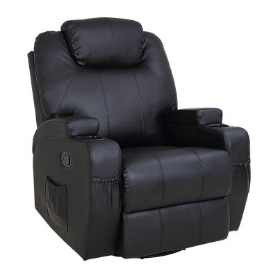 Black Massage Sofa Chair Recliner 360 Degree Swivel Pu Leather