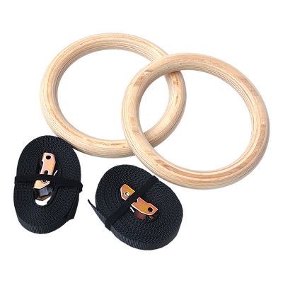 32Mm Wooden Gymnastic Rings Olympic Gym Rings Strength Training