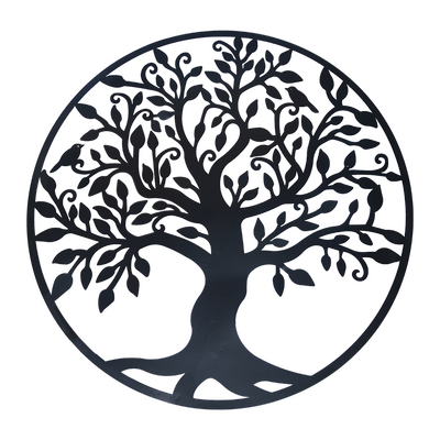 Black Tree Of Life Wall Art Hanging Metal Iron Sculpture Garden 99Cm