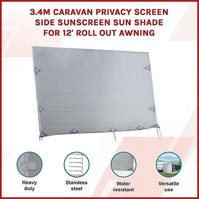 Caravan Privacy Screen – 3.4x1.8m Side Screen for Roll-Out Awnings