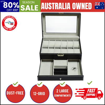 Leather Watch Display Case With Lock & Key