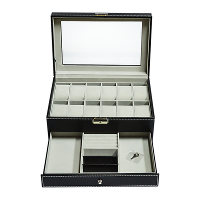 12 Grids Watch Display Case Leather jewellery Storage Box 