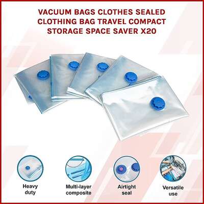 Vacuum Bags Clothes Sealed Clothing Bag Travel Compact Storage Space Saver x20