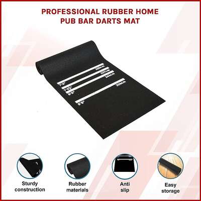 300cm Professional Rubber Darts Mat Home Pub Bar Floor Protector With Throw Line For Accurate Play