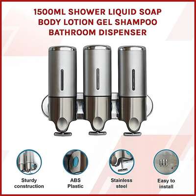 1500ml Shower Liquid Soap Body Lotion Gel Shampoo Bathroom Dispenser