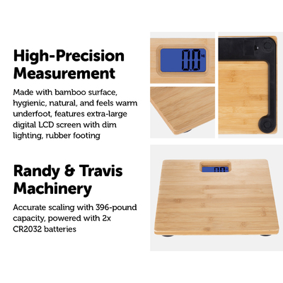 180KG Bamboo Natural Personal Digital Bathroom Scale