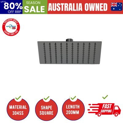 200Mm Shower Head Square 304Ss Electroplated Matte Black Finish