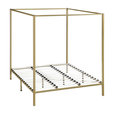 4 Four Poster King Bed Frame Slat Support Wooden Frame King Size