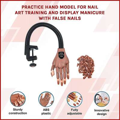 Practice Hand Model for Nail Art Training and Display Manicure with false nails