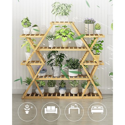 Bamboo Multilayer Flower Plant Rack Patio Stand
