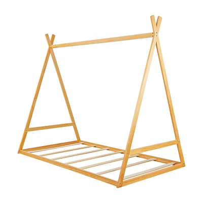 Kids Tent Montessori Toddler Floor Bed Wooden Bedframe Slat Support