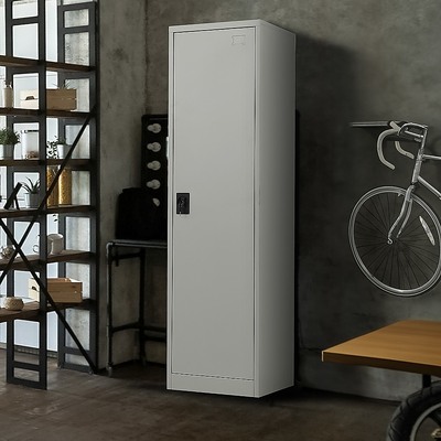 Single-Door Metal Tall Storage Cabinet For Home Office Or Gym
