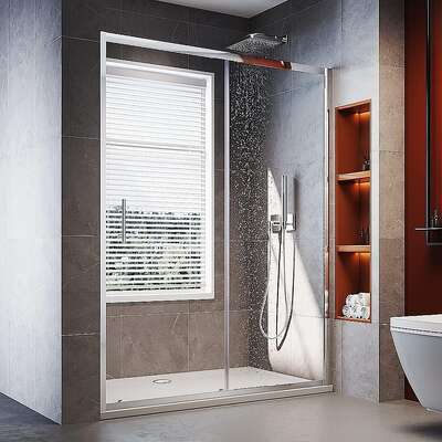 170-185cm Adjustable Wall to Wall Sliding Glass Shower Door in Chrome