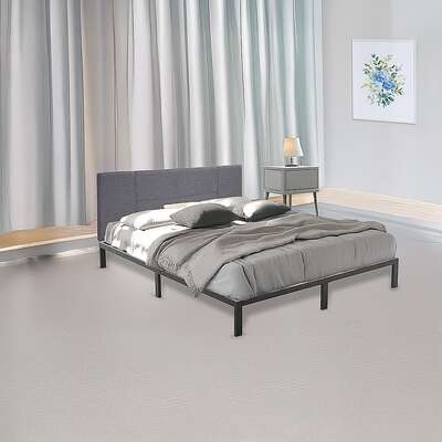 Queen Size Black Steel Platform Bed Frame 500kg Capacity
