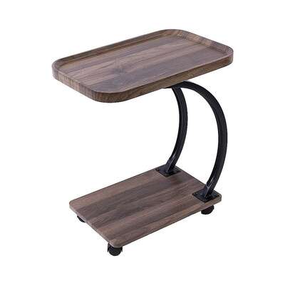 C-Shaped Side Table Wheels Sofa Couch End Table | EXTG