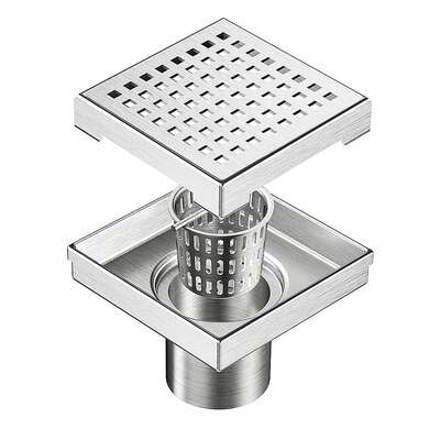 Square Shower Drain 100mm Chrome Stainless Steel | EXTG