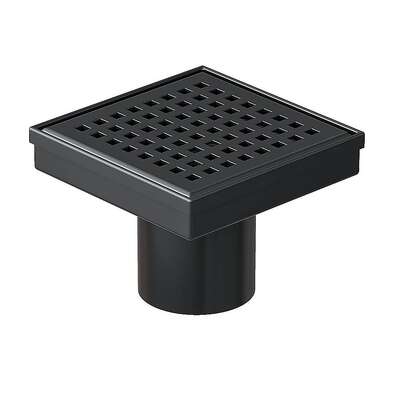 Black Square Shower Drain 15cm Grid Grate 304 Steel | EXTG