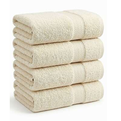 700 GSM Bath Towels 4 Pack Beige Cotton | EXTG