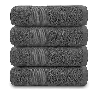 700 GSM Bath Towels 4 Pack Grey Cotton Hotel | EXTG