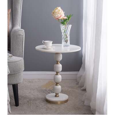 Pebble Marble And Aluminuim Hand Made Side Table