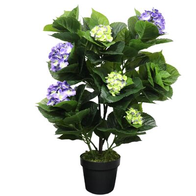 Artificial Hydrangea 74Cm - Mixed Purples And Yellows
