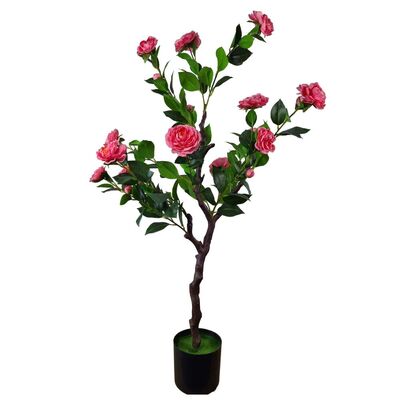 Flowering Natural Pink Artificial Camellia Tree 100Cm