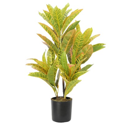 Artificial Potted Flaming Zebra (Codiaeum Variegatum