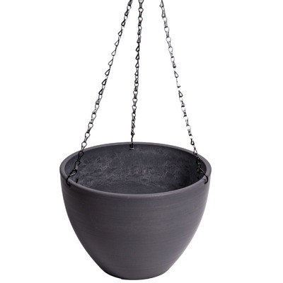 Hanging Grey Plastic Pot With Chain 30Cm