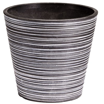 Black And White Engraved Pot 14Cm